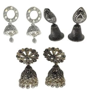 earrings for women fashion Jhumka oxidised Silver Earrings for women Combo
