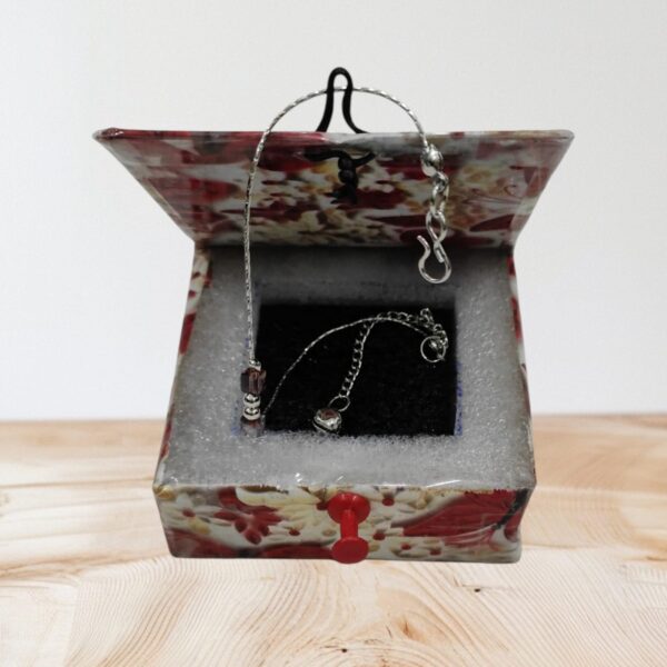 Silver Adjustable Bracelet with Black Bead Charm