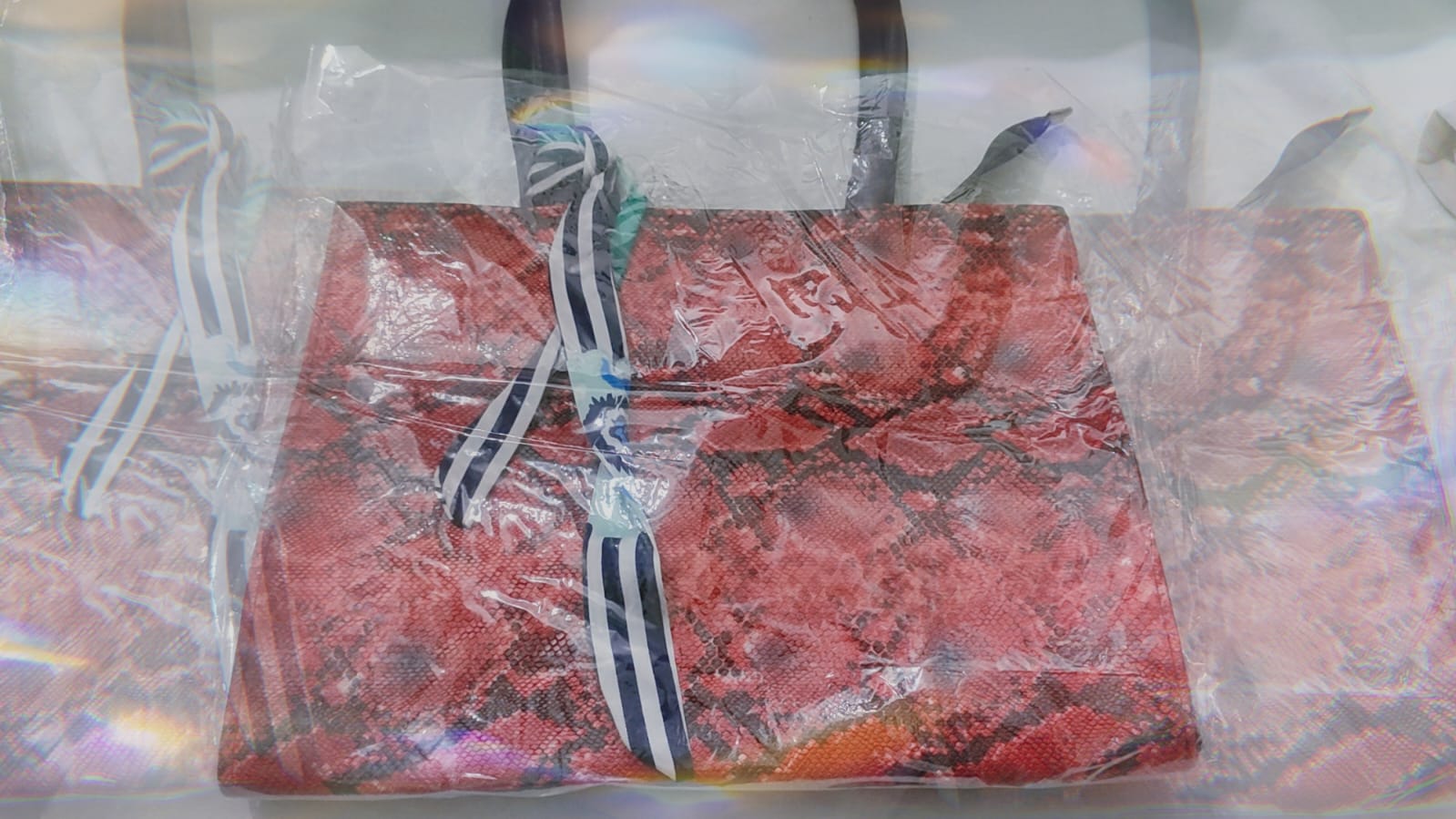 Elegant Printed Tote Bag with Designer Scarf Detail